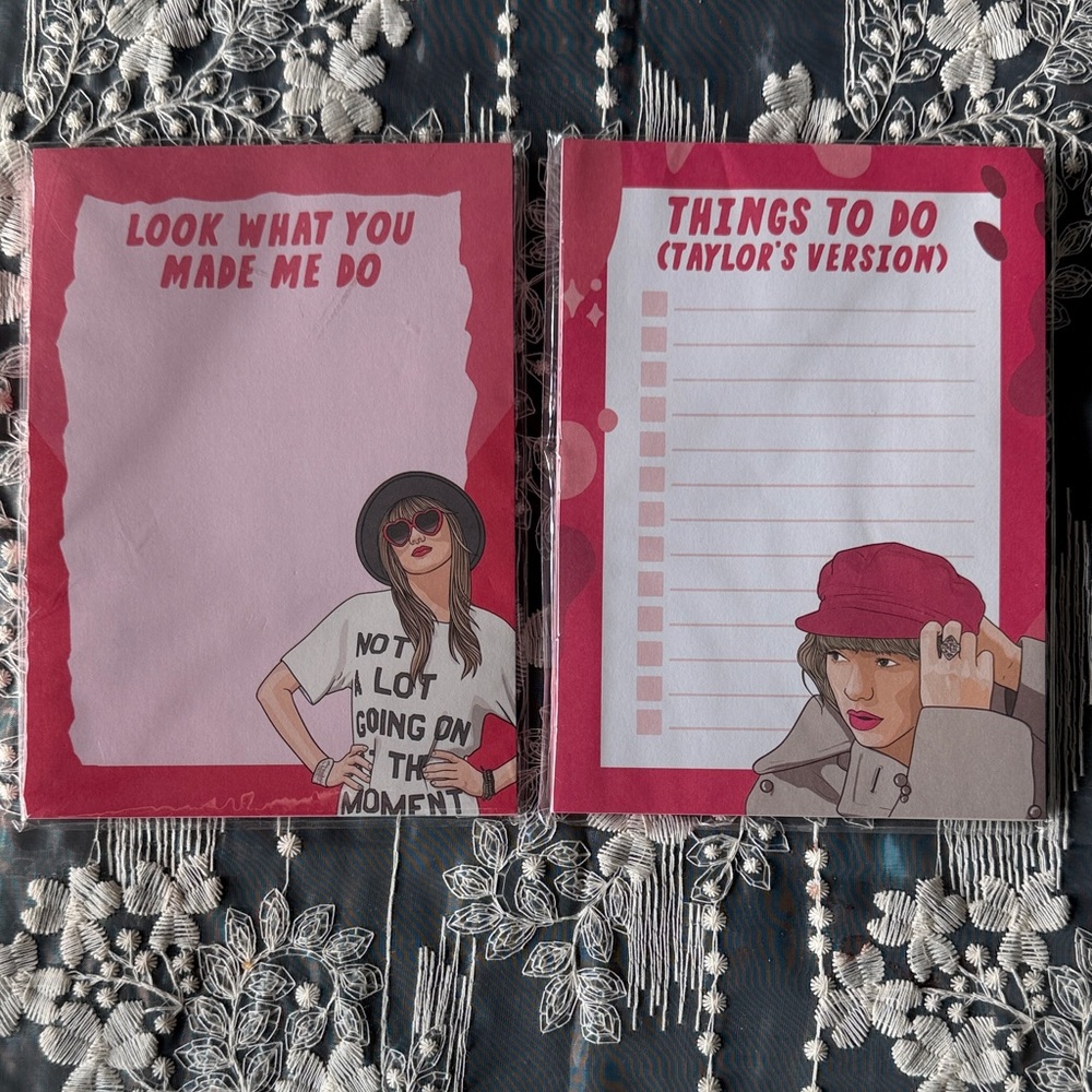 Taylor Swift Themed Notepad Set - Pink and Red